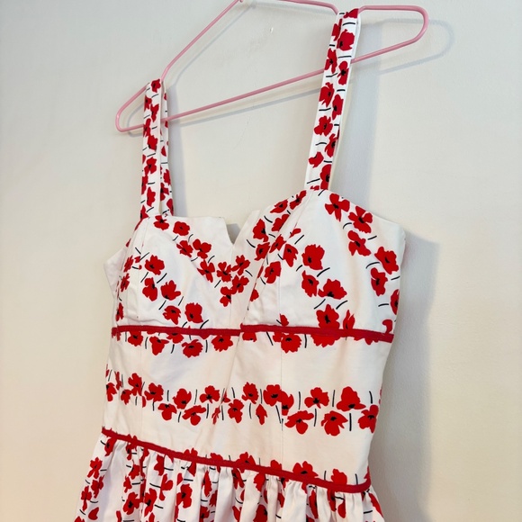 R&K Originals Sleeveless Padded Fit & Flare Midi Dress White Red Poppy Womens 10 - Picture 2 of 4